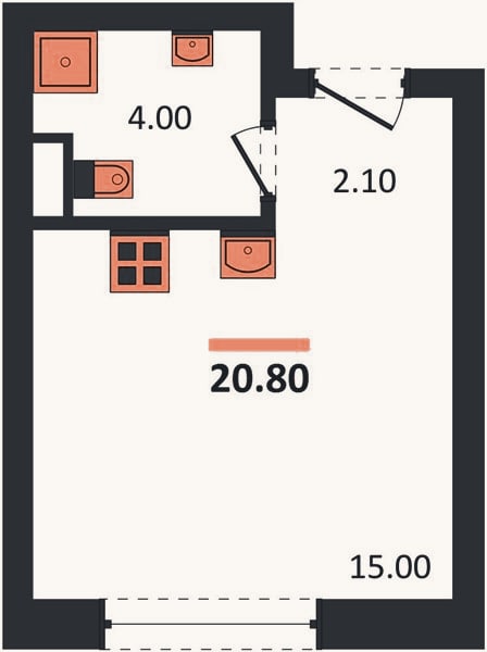 Планировка: Студия, 20,8 м²