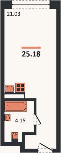 Планировка: Студия, 25,2 м²