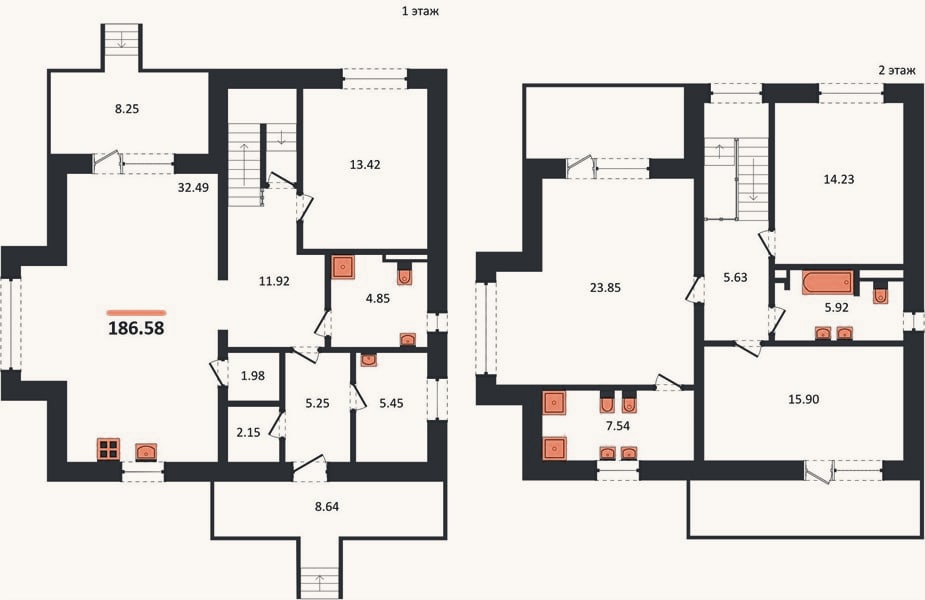 Планировка: 4+ к, 186,6 м²