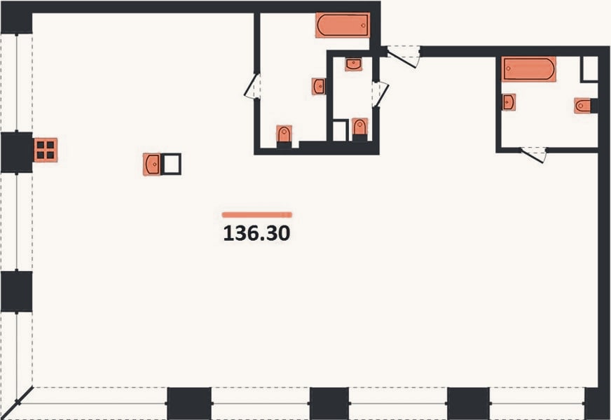Планировка: 3-к, 136,3 м²