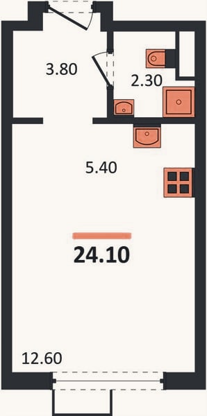 Планировка: Студия, 24,1 м²