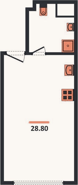 Планировка: Студия, 28,8 м²