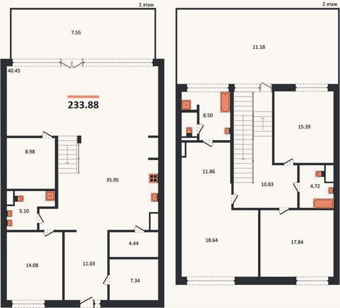 Планировка: 4+ к, 233,9 м²