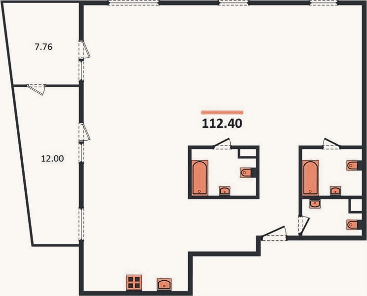Планировка: 3-к, 112,4 м²