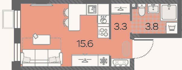 Планировка: Студия, 22,7 м²