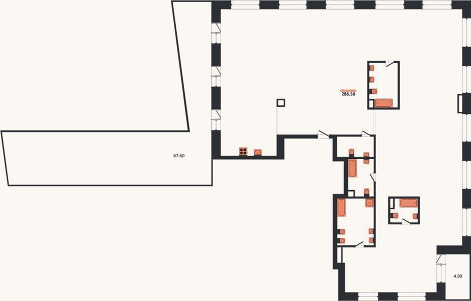 Планировка: 4+ к, 286,5 м²