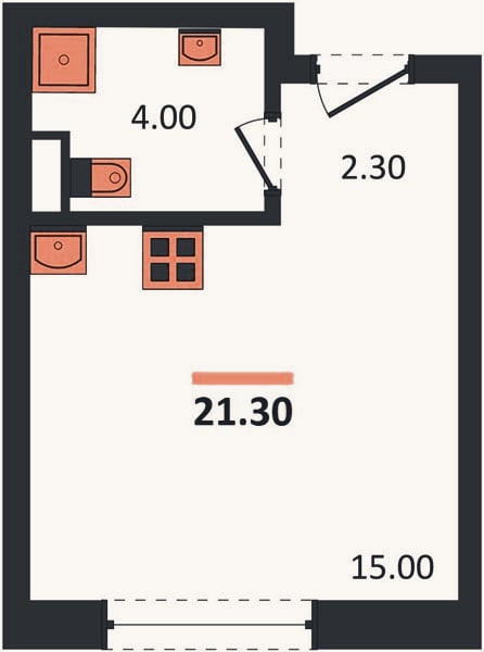 Планировка: Студия, 21,3 м²