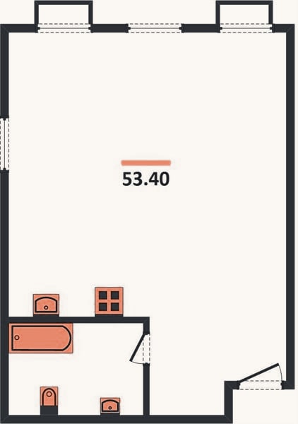 Планировка: Студия, 53,2 м²