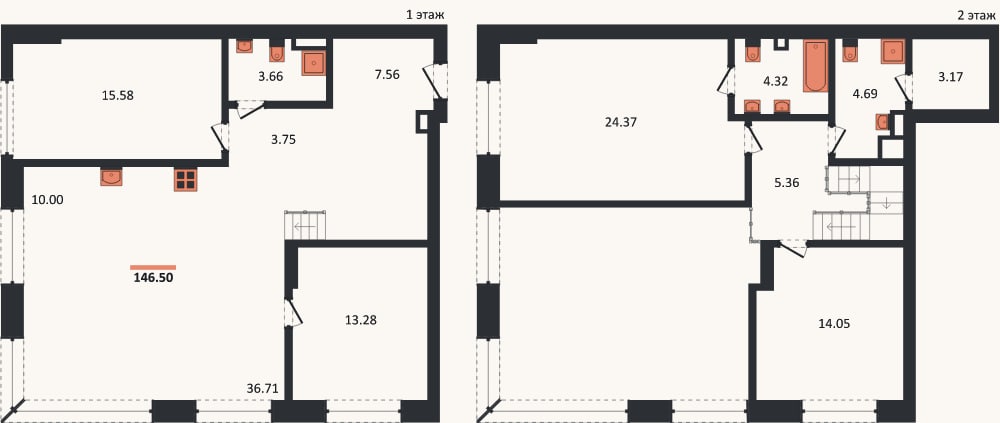 Планировка: 4+ к, 146,5 м²