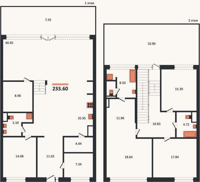 Планировка: 4+ к, 233,6 м²