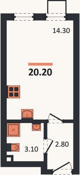 Планировка: Студия, 20,2 м²