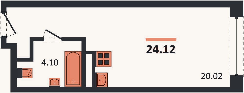 Планировка: Студия, 24,1 м²