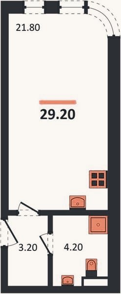 Планировка: Студия, 29,2 м²
