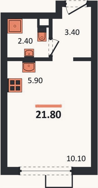 Планировка: Студия, 21,8 м²
