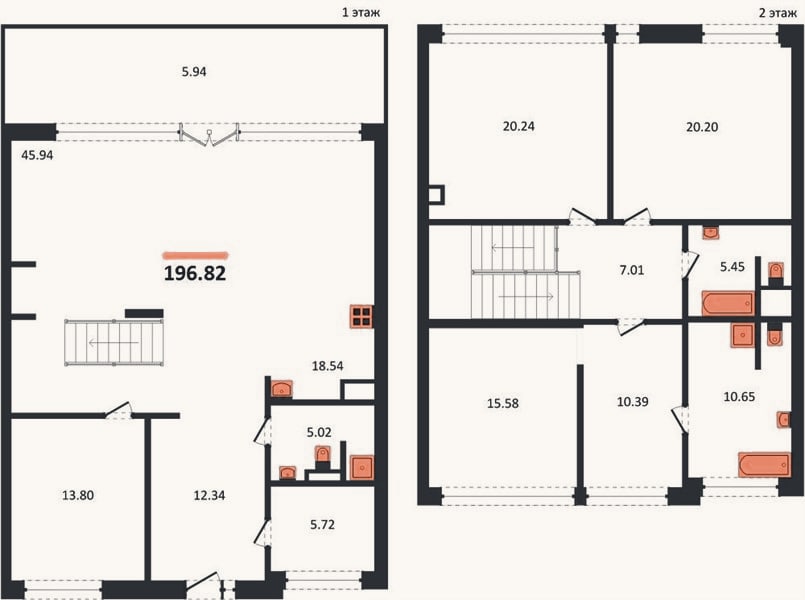 Планировка: 4+ к, 196,8 м²