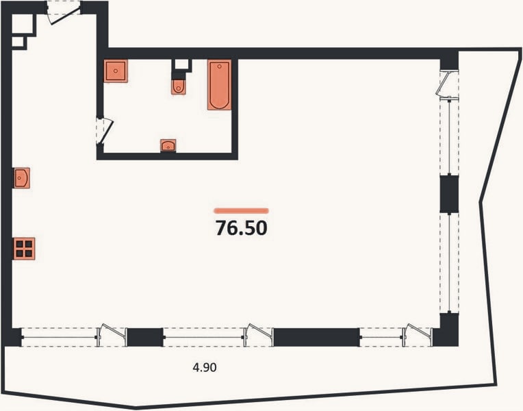 Планировка: 3-к, 76,5 м²