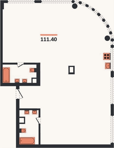 Планировка: 3-к, 111,4 м²