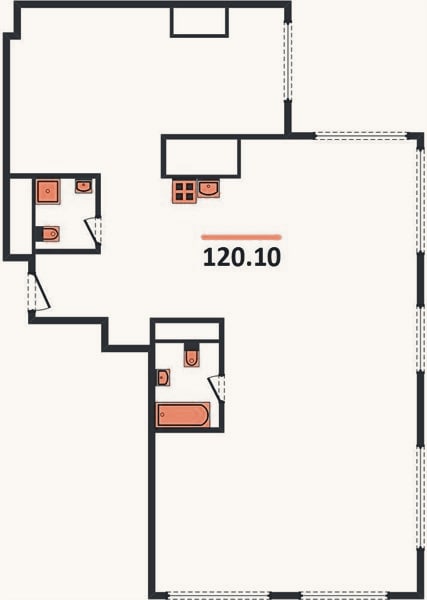 Планировка: 3-к, 120,1 м²