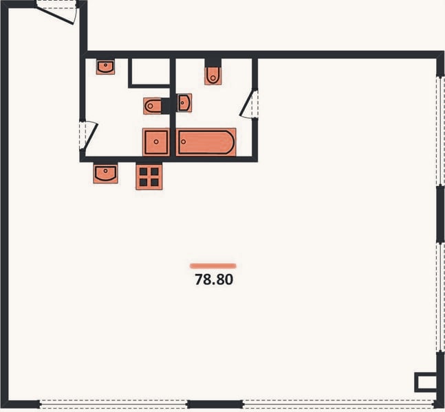 Планировка: 2-к, 78,8 м²