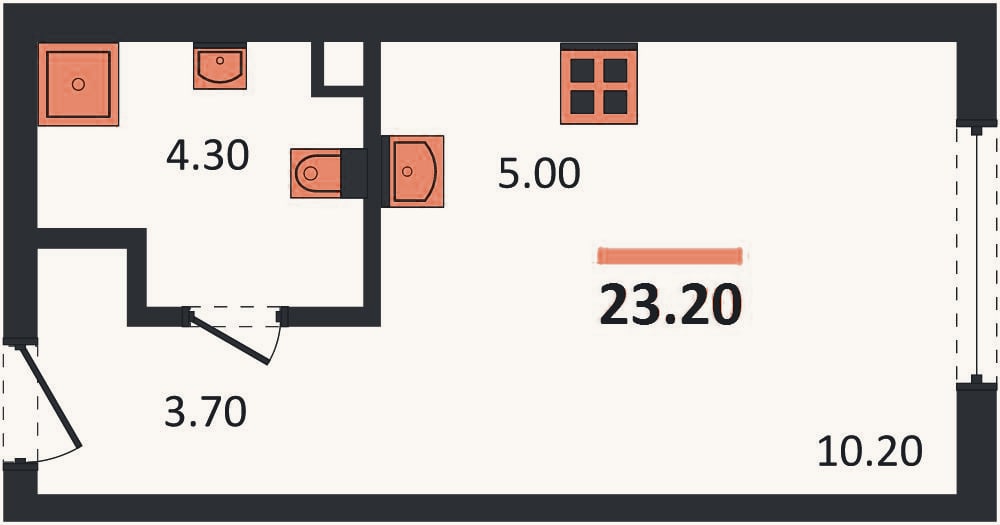Планировка: Студия, 23,2 м²