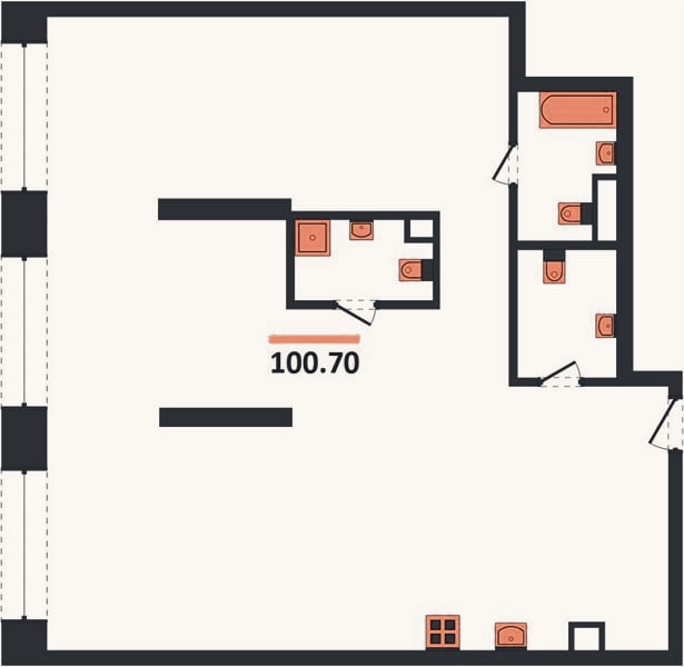 Планировка: 2-к, 100,7 м²