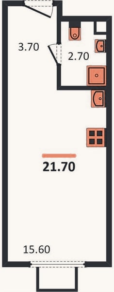 Планировка: Студия, 21,7 м²