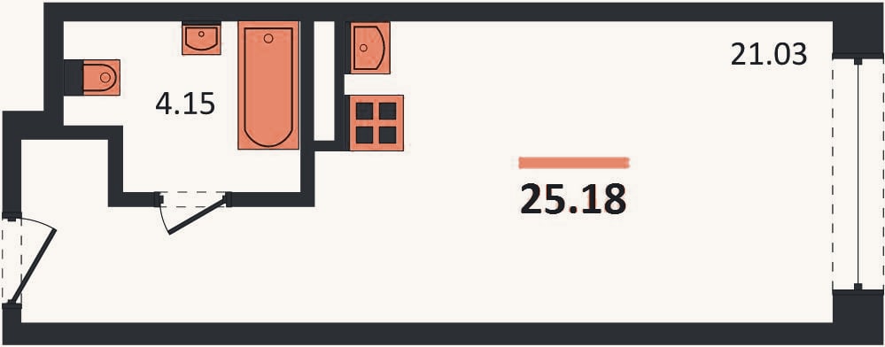 Планировка: Студия, 25,2 м²