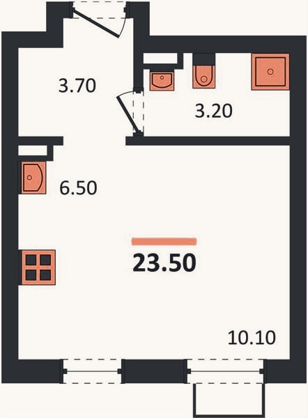 Планировка: Студия, 23,5 м²
