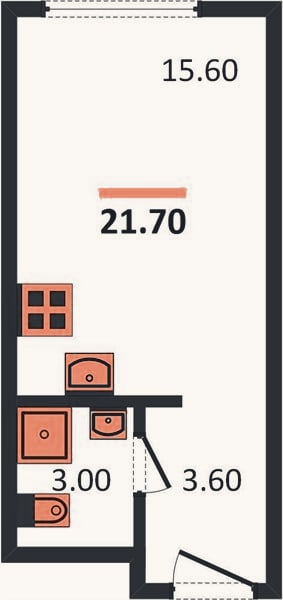 Планировка: Студия, 21,7 м²