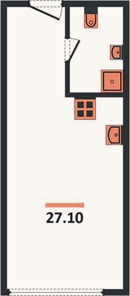 Планировка: Студия, 27,1 м²