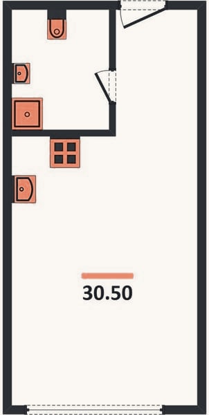 Планировка: Студия, 30,5 м²