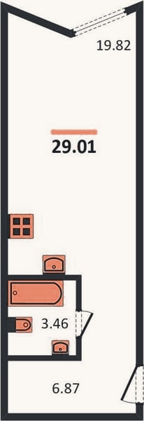 Планировка: Студия, 29 м²