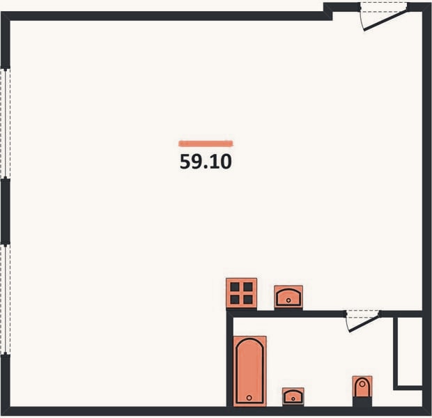 Планировка: 2-к, 59,1 м²