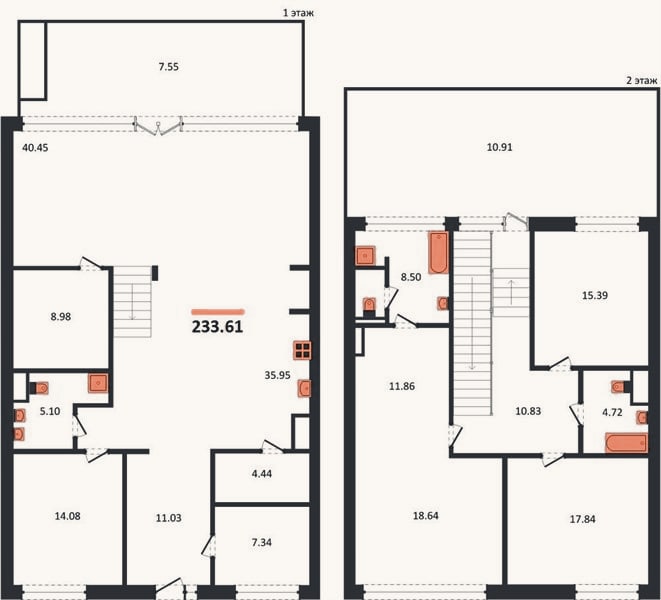 Планировка: 4+ к, 233,6 м²