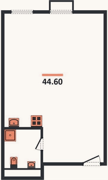 Планировка: Студия, 44,6 м²
