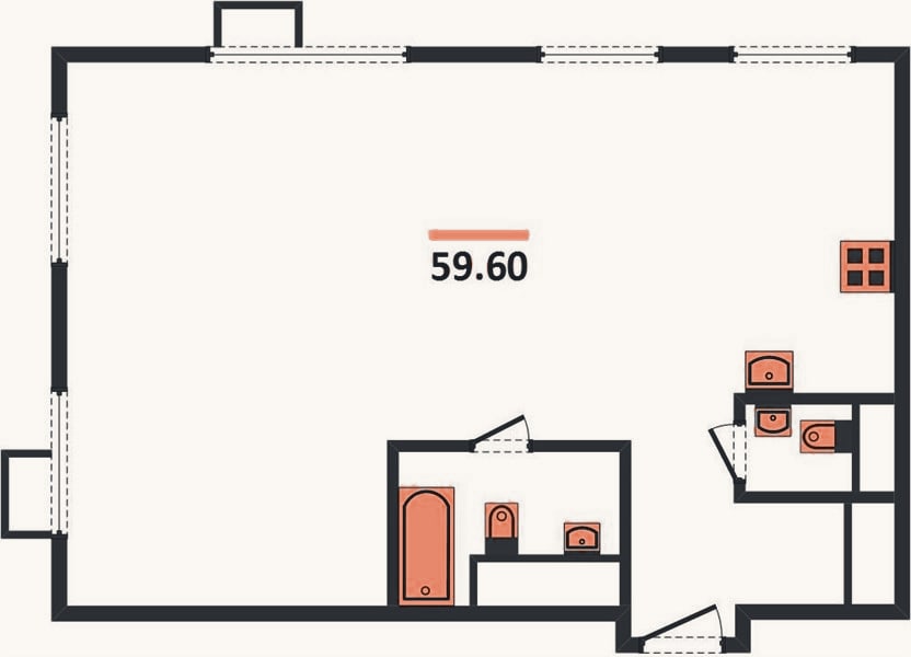 Планировка: 2-к, 59,3 м²