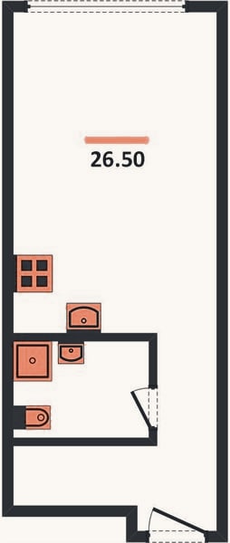 Планировка: Студия, 26,5 м²
