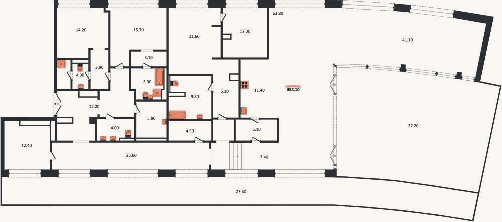 Планировка: 3-к, 358,8 м²