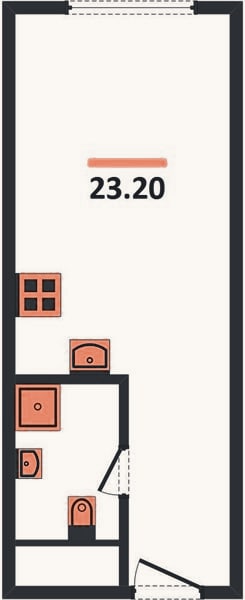 Планировка: Студия, 23,1 м²