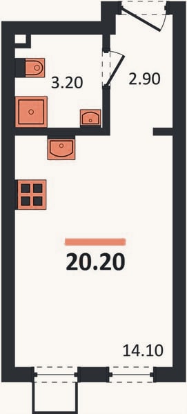 Планировка: Студия, 20,2 м²