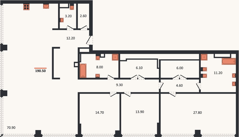 Планировка: 3-к, 193,2 м²