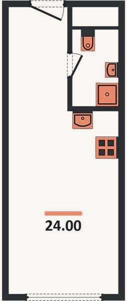 Планировка: Студия, 24 м²