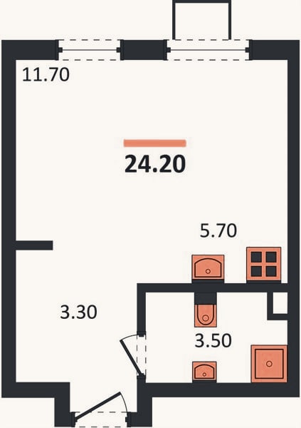 Планировка: Студия, 24,2 м²