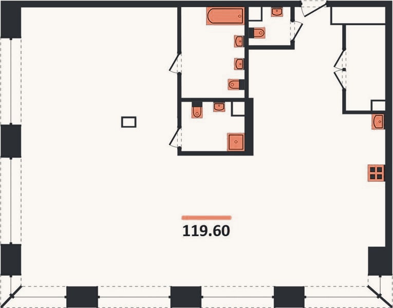 Планировка: 3-к, 119,6 м²