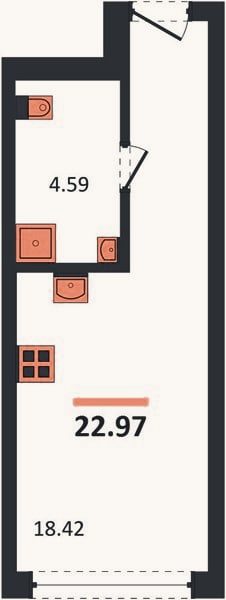 Планировка: Студия, 23 м²
