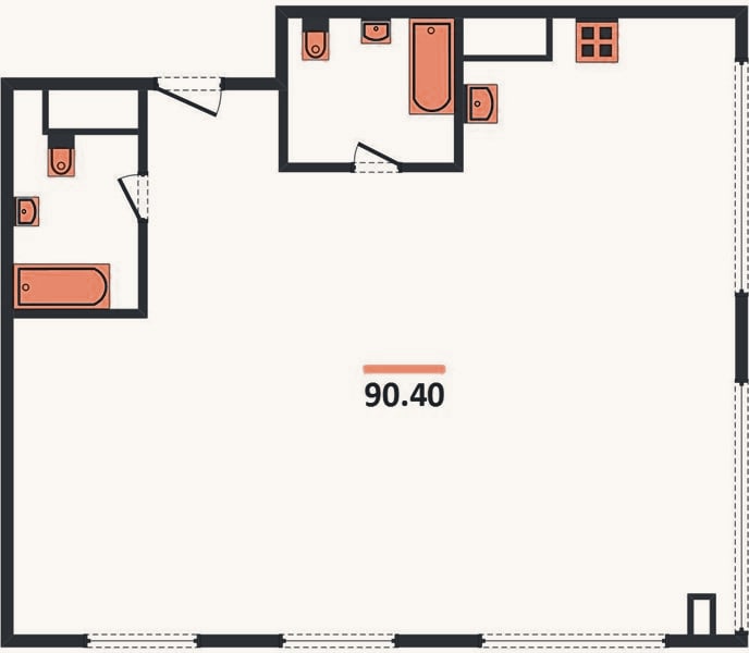 Планировка: 3-к, 90,4 м²