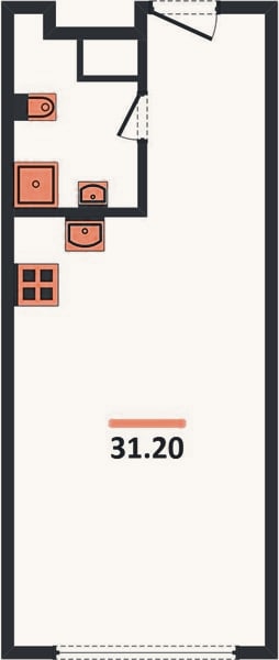 Планировка: Студия, 31,2 м²