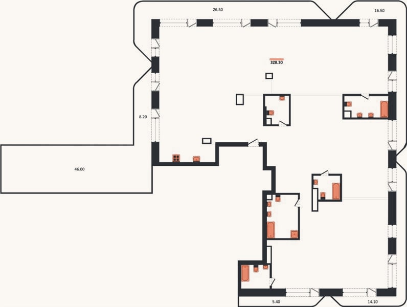Планировка: 4+ к, 328,3 м²