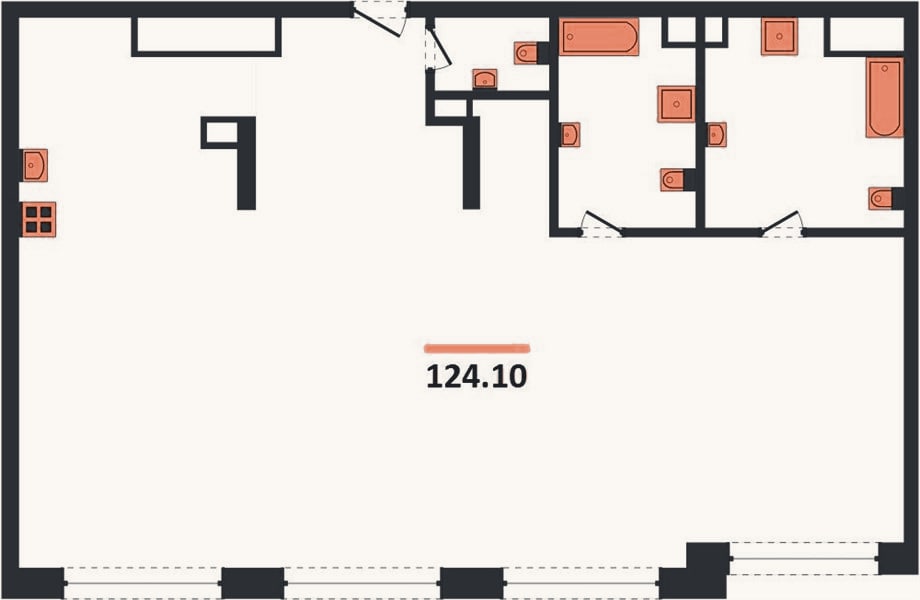 Планировка: 3-к, 124,1 м²