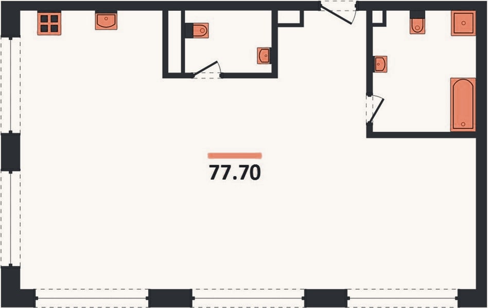Планировка: 3-к, 77,7 м²
